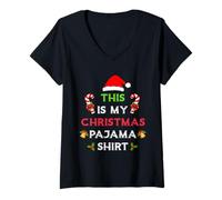 Mujer This is my Christmas Pijama Shirt Funny Christmas Holiday Camiseta Cuello V