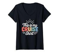 Mujer This Is My Cruise Shirt Funny Vacation Party Boats Outfit Camiseta Cuello V