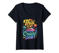 Mujer This Is My Cruise Shirt Funny Vacation Party Boats Outfit Camiseta Cuello V