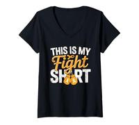 Mujer This Is My Fight Shirt Orange Ribbon Awareness Warrior Camiseta Cuello V