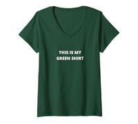 Mujer This Is My Green Shirt Humor Divertido Texto Liso Clásico Camiseta Cuello V