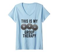 Mujer This Is My Group Terapia Pesas Gimnasio Entrenamiento Divertido Camiseta Cuello V