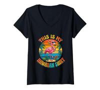 Mujer This is My Hawaiian Shirt Tropical Luau Costume Party Hawaii Camiseta Cuello V