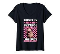 Mujer This Is My Human Costume I Am Really A Naked Topo Rat Funny Camiseta Cuello V