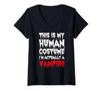 Mujer This Is My Human Costume I'm Actually A Vampire Vampiro Camiseta Cuello V