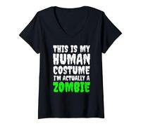 Mujer This Is My Human Costume I'm Actually A Zombie Halloween Camiseta Cuello V