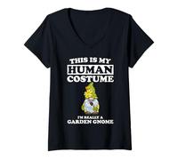 Mujer This Is My Human Costume I'm Really A Garden Gnomo Halloween Camiseta Cuello V