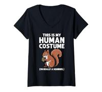 Mujer This Is My Human Costume I'm Really A Squirrel Halloween Camiseta Cuello V