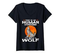Mujer This Is My Human Costume I'm Really A Wolf Halloween Camiseta Cuello V