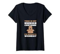 Mujer This Is My Human Costume I'm Really A Wombat Australia Fun Camiseta Cuello V