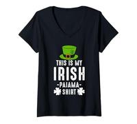 Mujer This Is My Irish Pajama, trébol Verde trébol niño niña Camiseta Cuello V