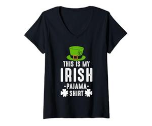 Mujer This Is My Irish Pajama, trébol Verde trébol niño niña Camiseta Cuello V
