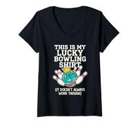 Mujer This Is My Lucky Bowling Design Funny Ten Pin Humor Graphic Camiseta Cuello V