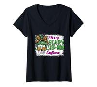 Mujer This Is My Scary Step-Mom Costume Leopard Halloween Camiseta Cuello V