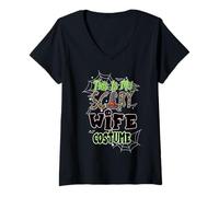 Mujer This Is My Scary Wife Family Matching Halloween Costume Camiseta Cuello V