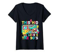 Mujer This Kid Loves The 90's Party, Outfit 1990s Costume 90's Love Camiseta Cuello V