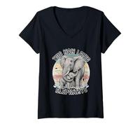 Mujer This Mom Loves Elephants Retro Animal Lover Camiseta Cuello V