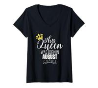 Mujer This Queen Was Born In August Birthday Queen Camiseta Cuello V