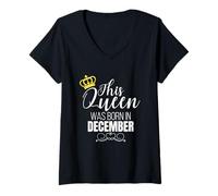 Mujer This Queen Was Born In December Birthday Queen Camiseta Cuello V