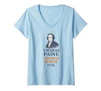 Mujer Thomas Paine Sentido común 1776 Retrato de la Historia Camiseta Cuello V