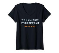 Mujer Thou Shall Not Touch My Hair Sassy Humor Divertido Sarcástico Camiseta Cuello V