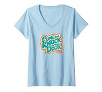 Mujer Three's Company Come and Knock On Our Door Retro Typography Camiseta Cuello V
