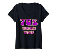 Mujer Throw Back de los 70 Camiseta Cuello V