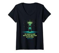 Mujer Thy Word is a Lamp unto My Feet - Psalm 119:10 Faith Verse Camiseta Cuello V