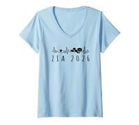Mujer Tía 2026 Latidos Cardíacos Anuncio Embarazo Camiseta Cuello V