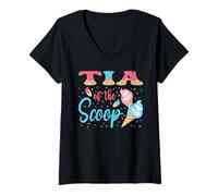 Mujer Tia of The Scoop Ice Cream Revelación de género Baby Shower Camiseta Cuello V
