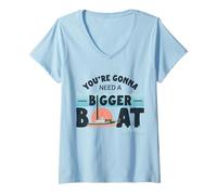 Mujer Tiburón 2025 Vas a necesitar un Barco más Grande Camiseta Cuello V