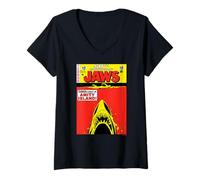 Mujer Tiburón 50 Aniversario Terror Amity Island Camiseta Cuello V