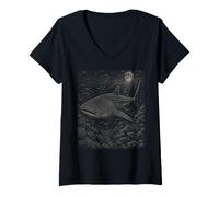 Mujer Tiburón Ballena Naturaleza Amante Cielo Estrellado Vintage Wildlife Gráfico Camiseta Cuello V