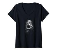 Mujer Tiburón Blanco Quiere Ataque Escena submarina del océano Camiseta Cuello V