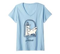 Mujer Tiburón Faro Tiburón Bold Ocean Vibes Camiseta Cuello V