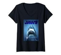 Mujer Tiburón mandíbulas ilustración temible depredador mar Camiseta Cuello V