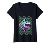 Mujer Tiburón Zombi Divertido Halloween Pez Miedo Amor Jawsome Zombies Camiseta Cuello V
