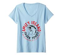 Mujer Tiburones Amity Island Shark Tours Aventura Camiseta Cuello V