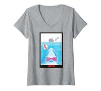 Mujer Tiburones Estilo Anime Arte de Tiburones Camiseta Cuello V