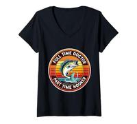 Mujer Tiempo completo Médico Tiempo Parcial Hooker Divertido Fisher Pesca MD Camiseta Cuello V