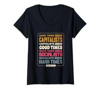 Mujer Tiempos difíciles Crear capitalistas buenos tiempos Repita Camiseta Cuello V