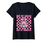 Mujer Tienda de campaña de Carnaval con Texto en inglés Not My Circus Not My Monkeys Camiseta Cuello V