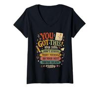 Mujer Tienes Este día de Prueba Motivación estudiantil Preparación para el Examen Escolar Camiseta Cuello V