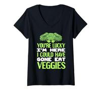 Mujer Tienes Suerte Que No Me FUI a Comer Verduras Camiseta Cuello V