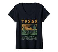 Mujer Tierra grande de Texas y pausa más grande desde 1845 Camiseta Cuello V