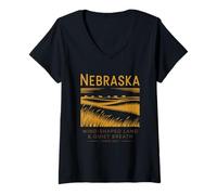 Mujer Tierra Modelada por el Viento de Nebraska Desde 1867 Camiseta Cuello V