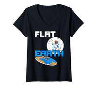 Mujer Tierra Plana Explorador Astronauta Memes Humor Camiseta Cuello V
