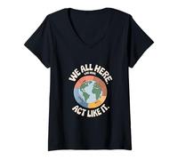 Mujer Tierra "TODOS ESTAMOS AQUÍ. Vive AQUÍ." Unidad Camiseta Cuello V