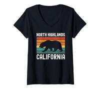 Mujer Tierras Altas del Norte de California, Cali Bear, Sacramento, Norcal, California Camiseta Cuello V