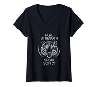 Mujer Tiger Simple Roar Unisex Adolescentes Jóvenes Moda Naturaleza Amantes Camiseta Cuello V